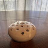 Vintage white glazed ceramic flower holder – handcrafted piece