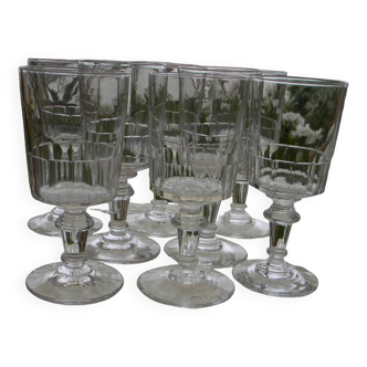 Set of 8 Mirabeau style glass port glasses.