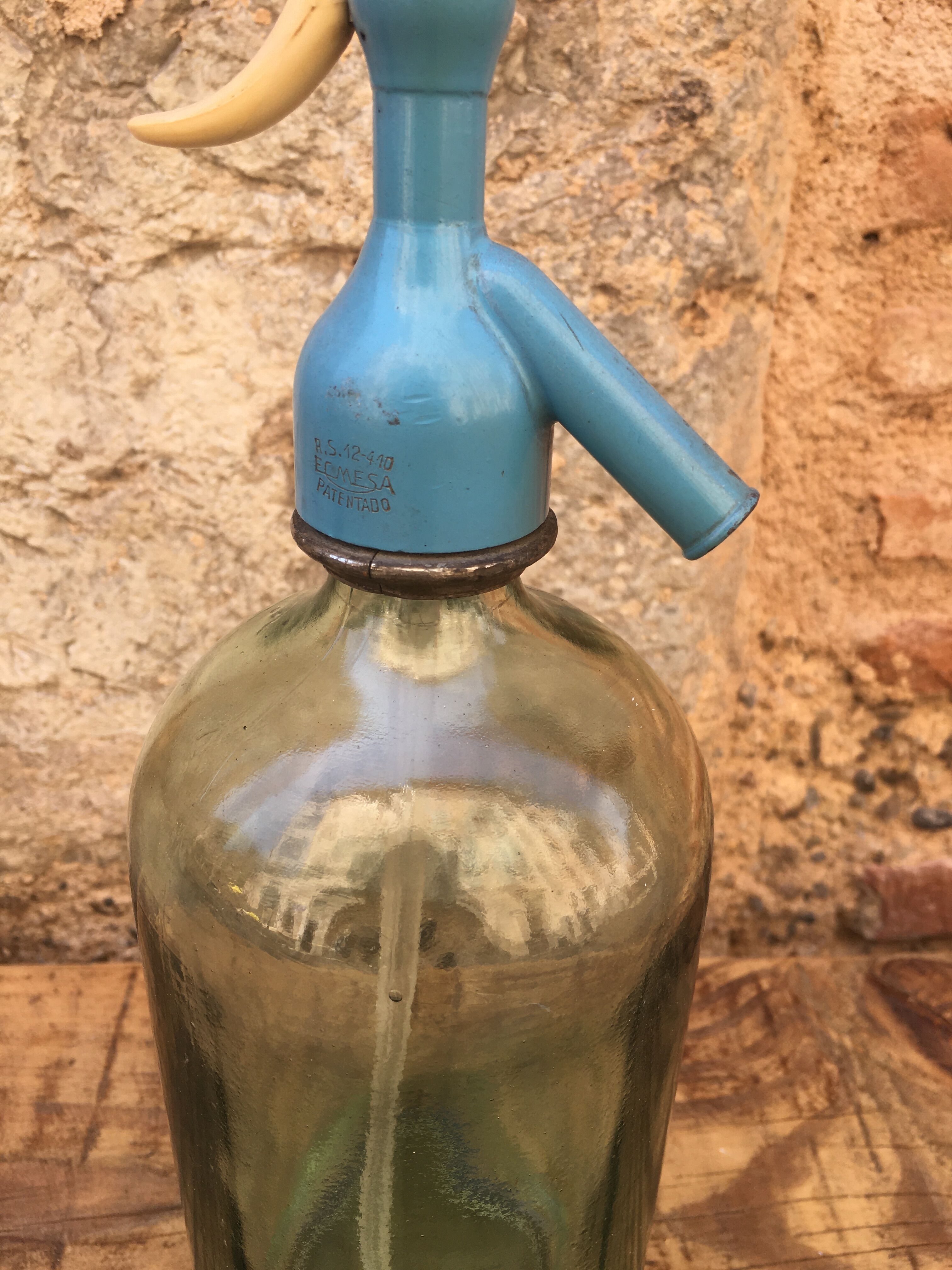 Siphon en verre bleu