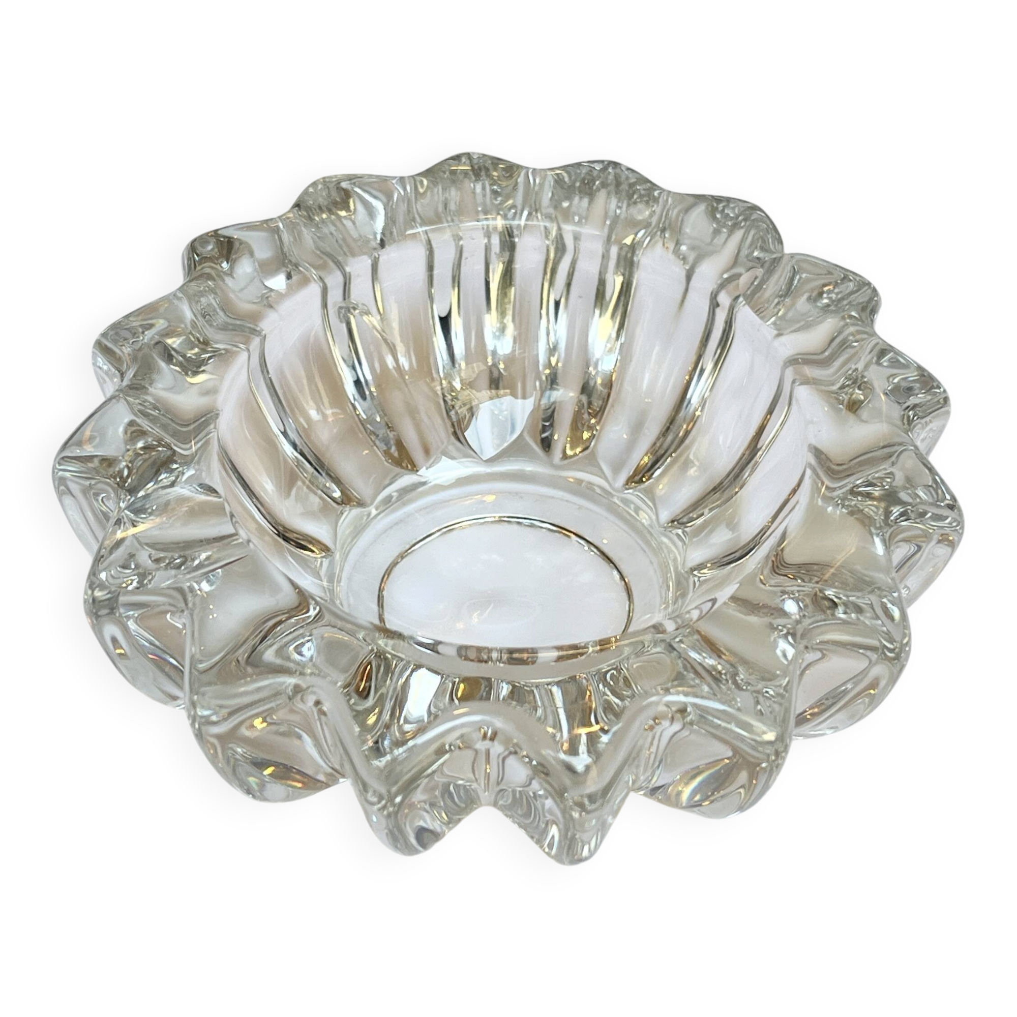 Art Deco molded glass ashtray by Pierre D'Avesn - Art Deco pocket emptier