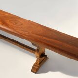 Banc de monastère extra-long en bois d'orme massif, vers 1850