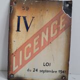 License IV enamelled plate