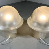 Lampes de table en verre champignon Peill & Putzler des années 1970