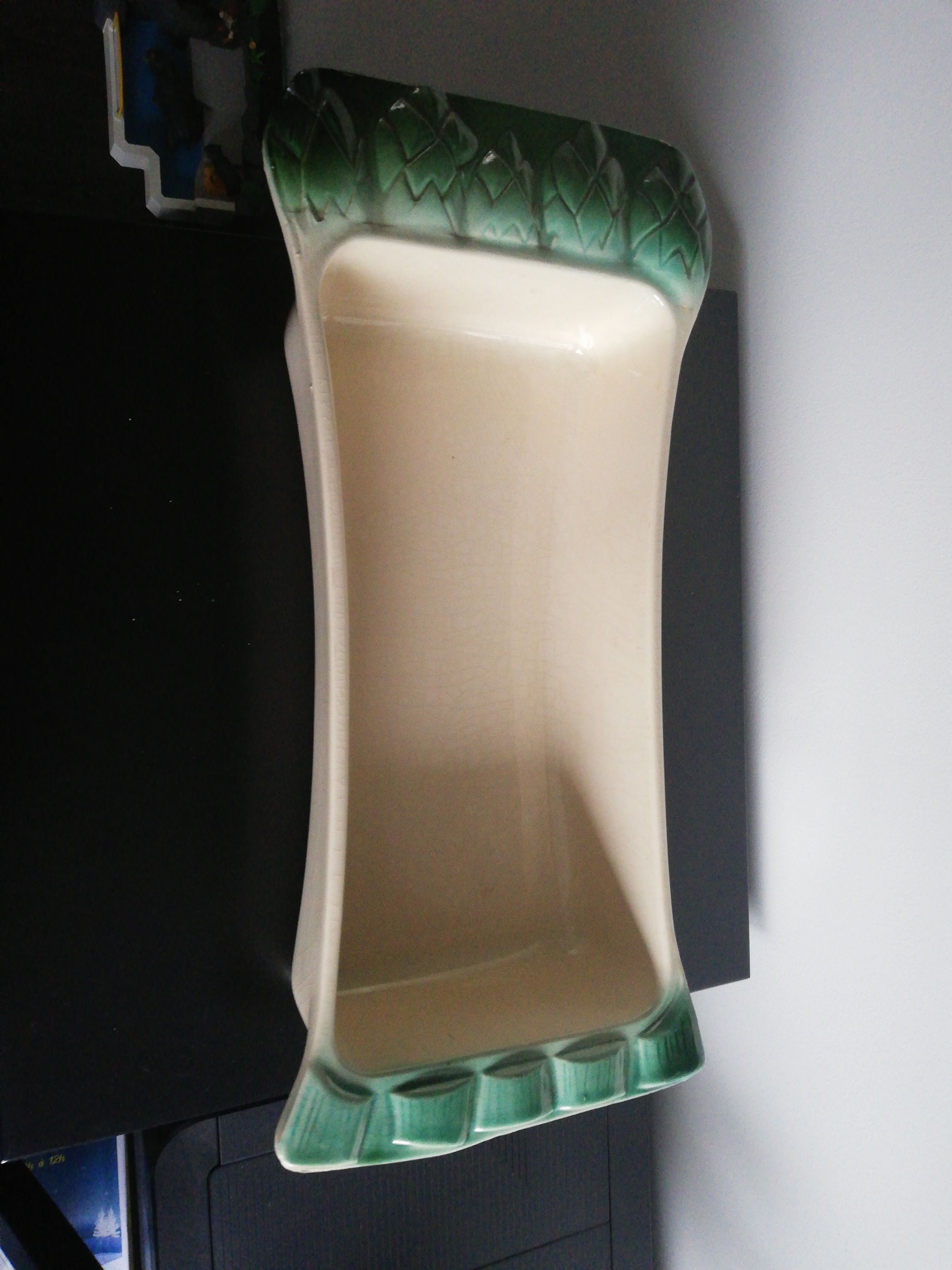 Earthenware terrine-shaped asparagus dish