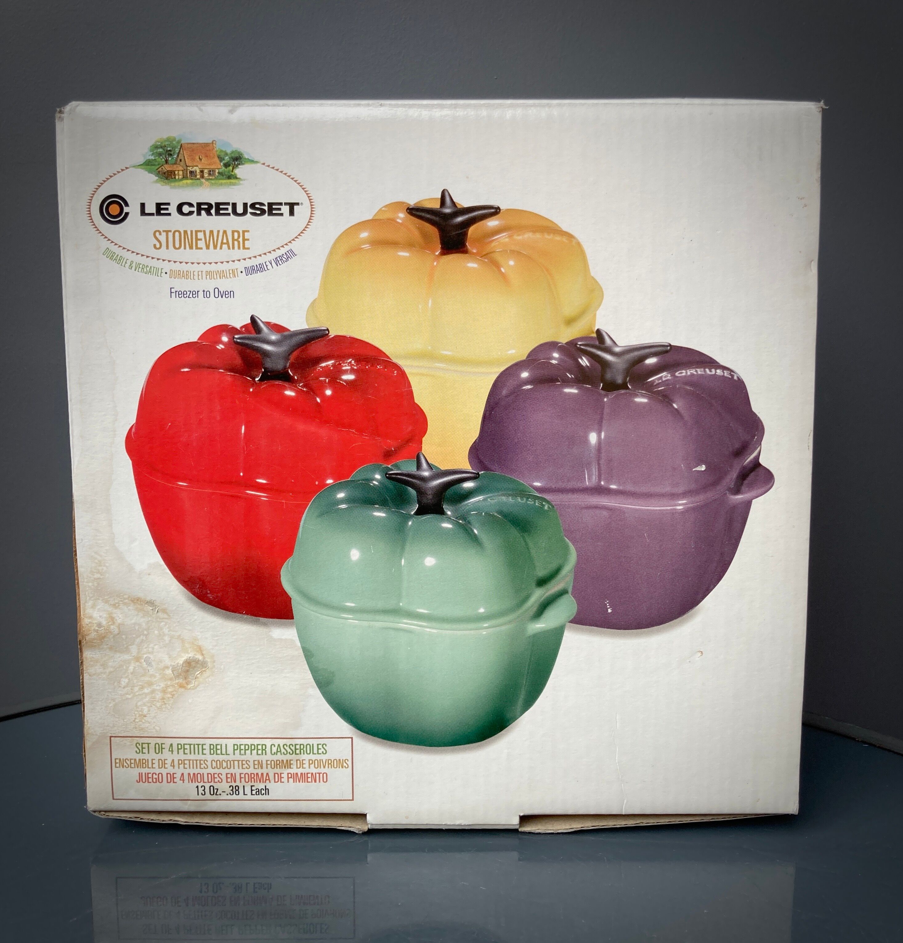 Four Le Creuset ceramic casseroles
