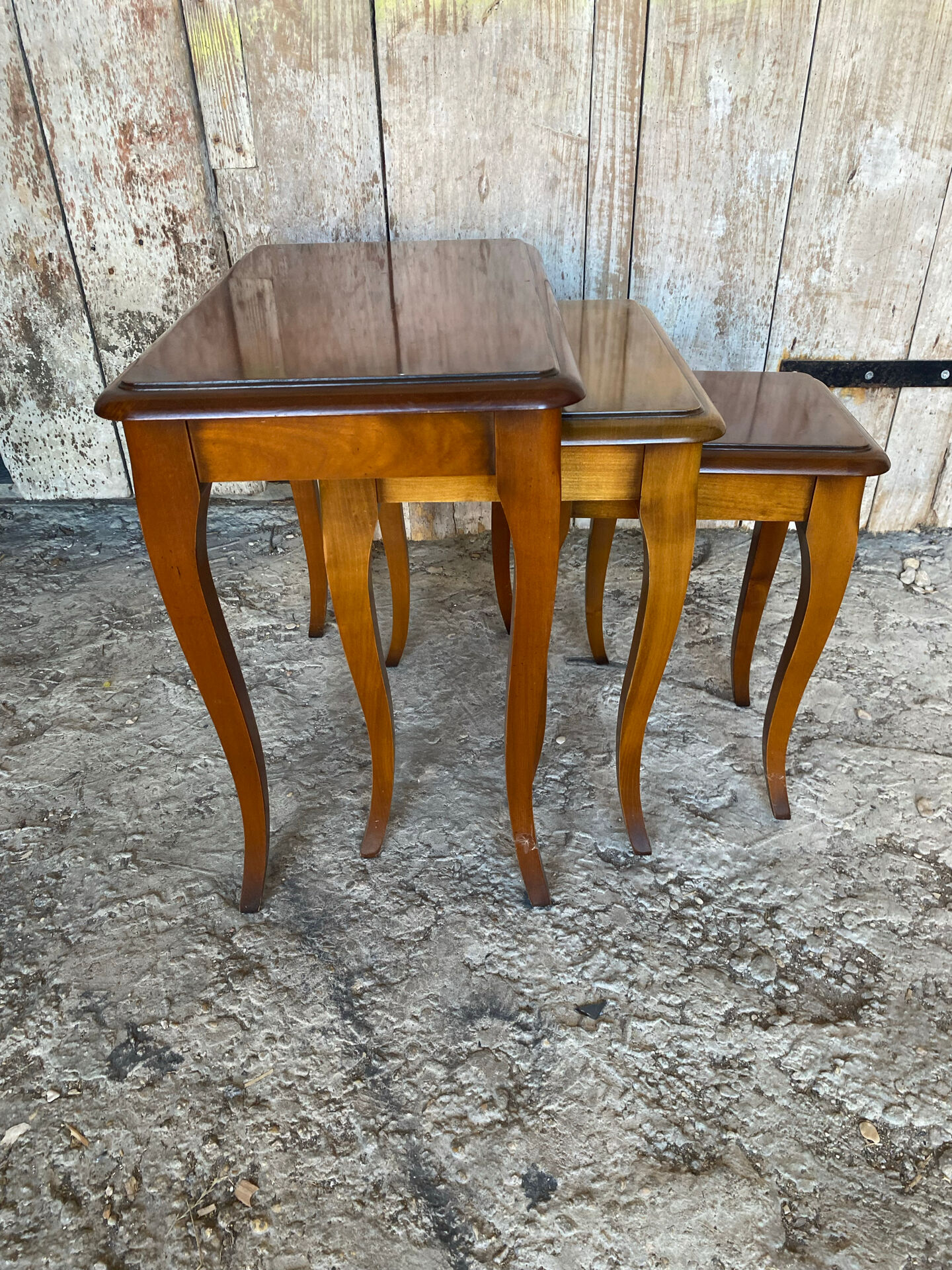 Set of 3 vintage louis xv style nesting tables
