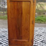 Narrow Art Deco sideboard in light walnut with gray marble top