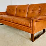 Vintage Danish Svend Skipper 3 person sofa in cognac leather 1970s
