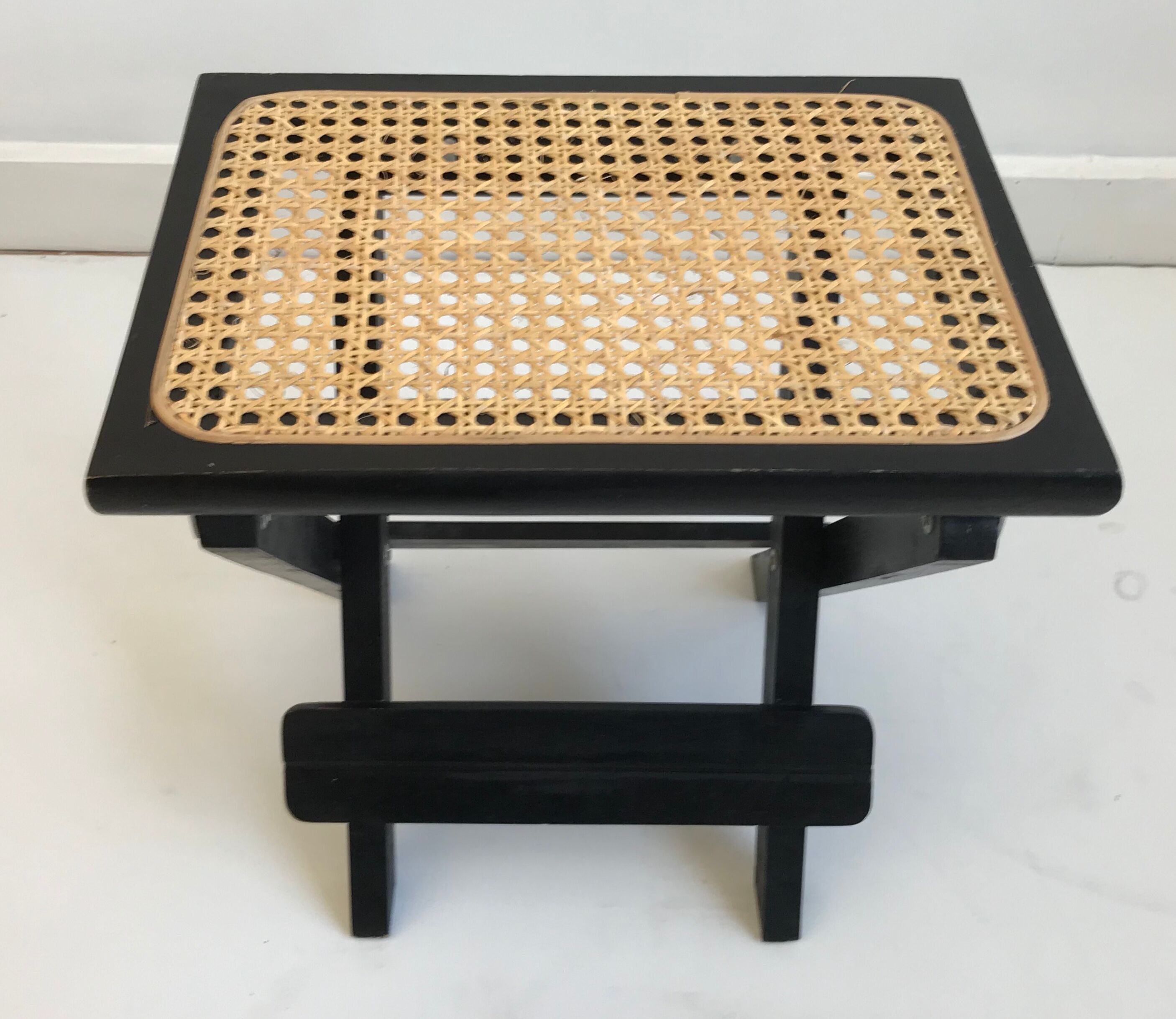 Stool in black folding caning