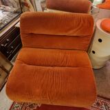 Superb pair of 70s drivers, orange velvet, plastic shell ...