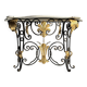 Table console en fer forgé avec marbre, années 1950
