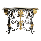Console table 1950s wrought iron marble