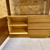 Modular wall-mounted bookcase in walnut