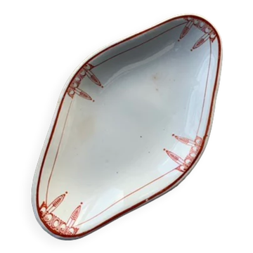 Plat de service en porcelaine blanche art déco moulin des loups orchies