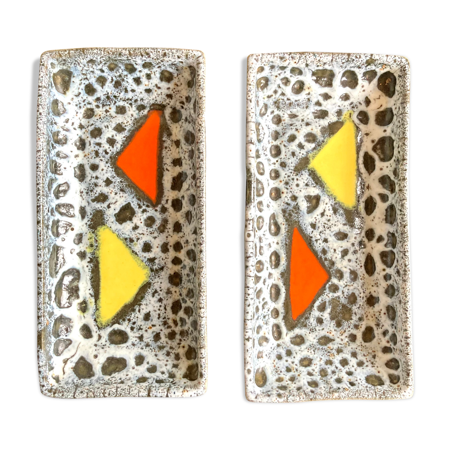 Empty pair ceramic lava pocket signed Luc Vallauris 1950