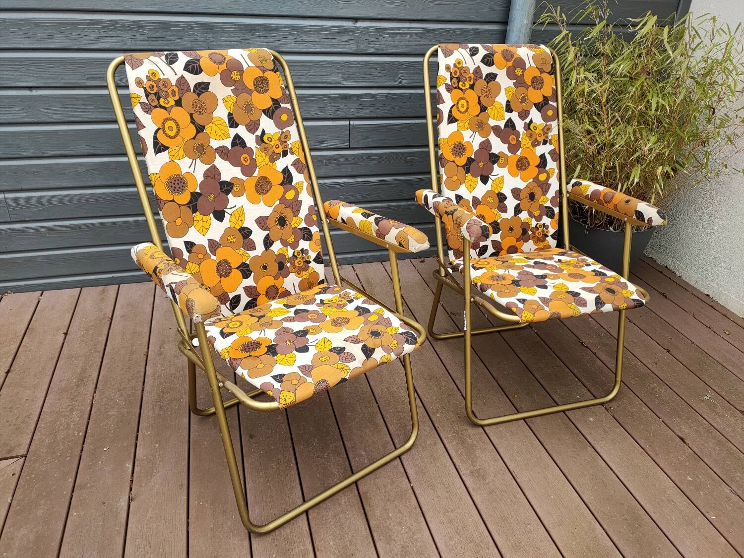 Paire de chaises de camping pliantes Lafuma vintage