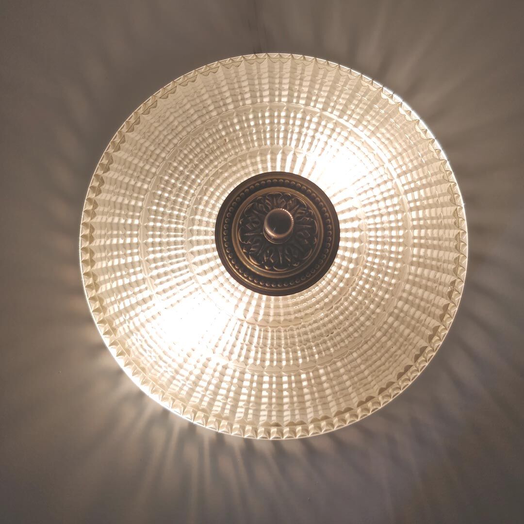 Ceiling light glass and brass Lucien Gau