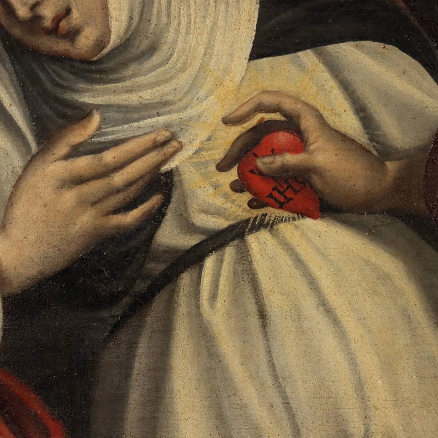 Ancient painting "Ecstasy of Saint Catherine of Siena" 17th century
