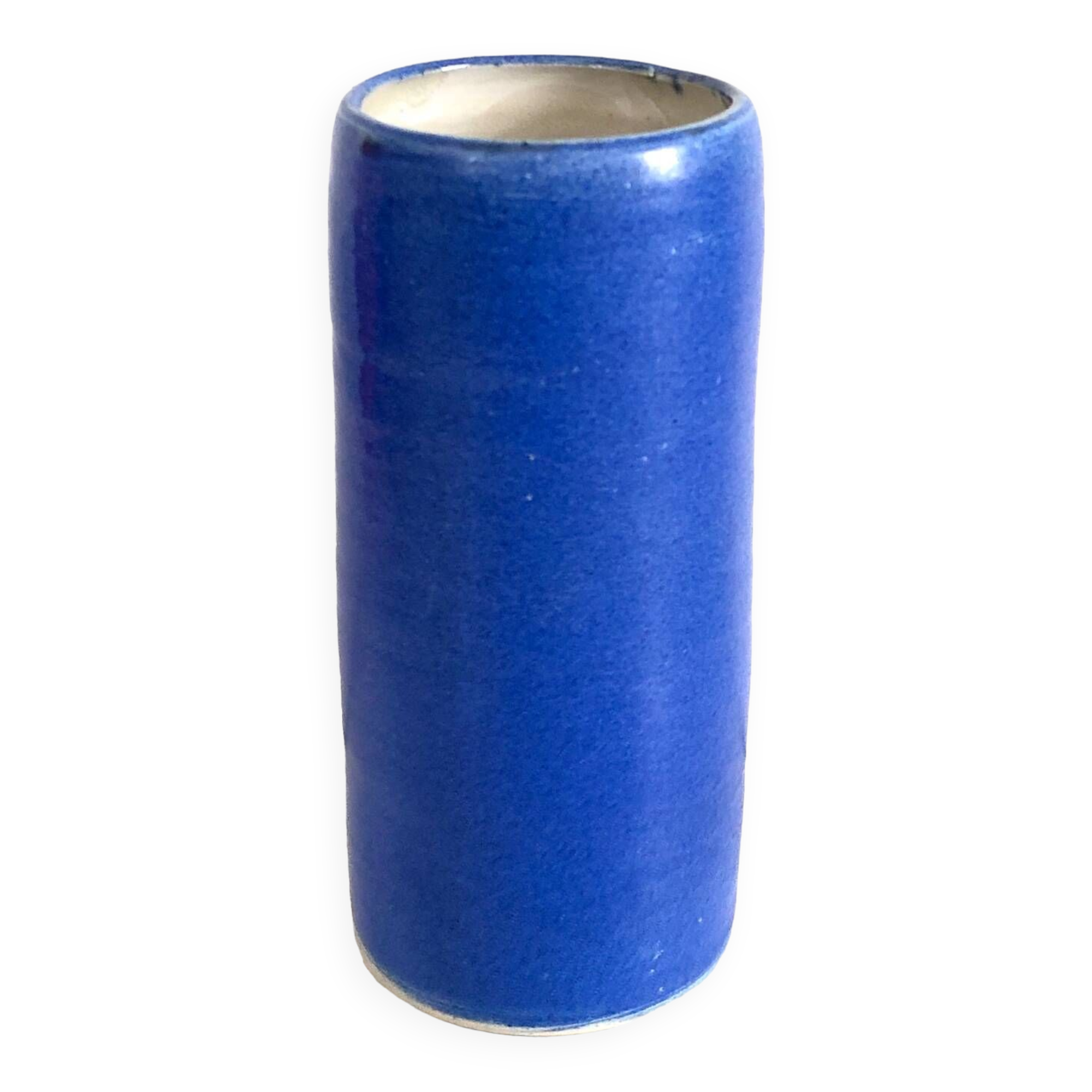 Blue ceramic cylinder vase