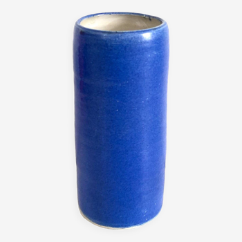 Blue ceramic cylinder vase