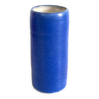 Blue ceramic cylinder vase