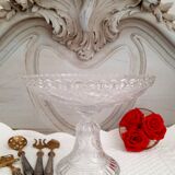Compotier ancien en verre pressé moulé Portieux