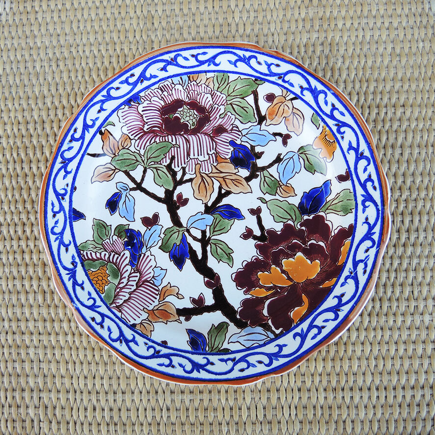 Vintage ceramic dessert plate from Gien – peony design