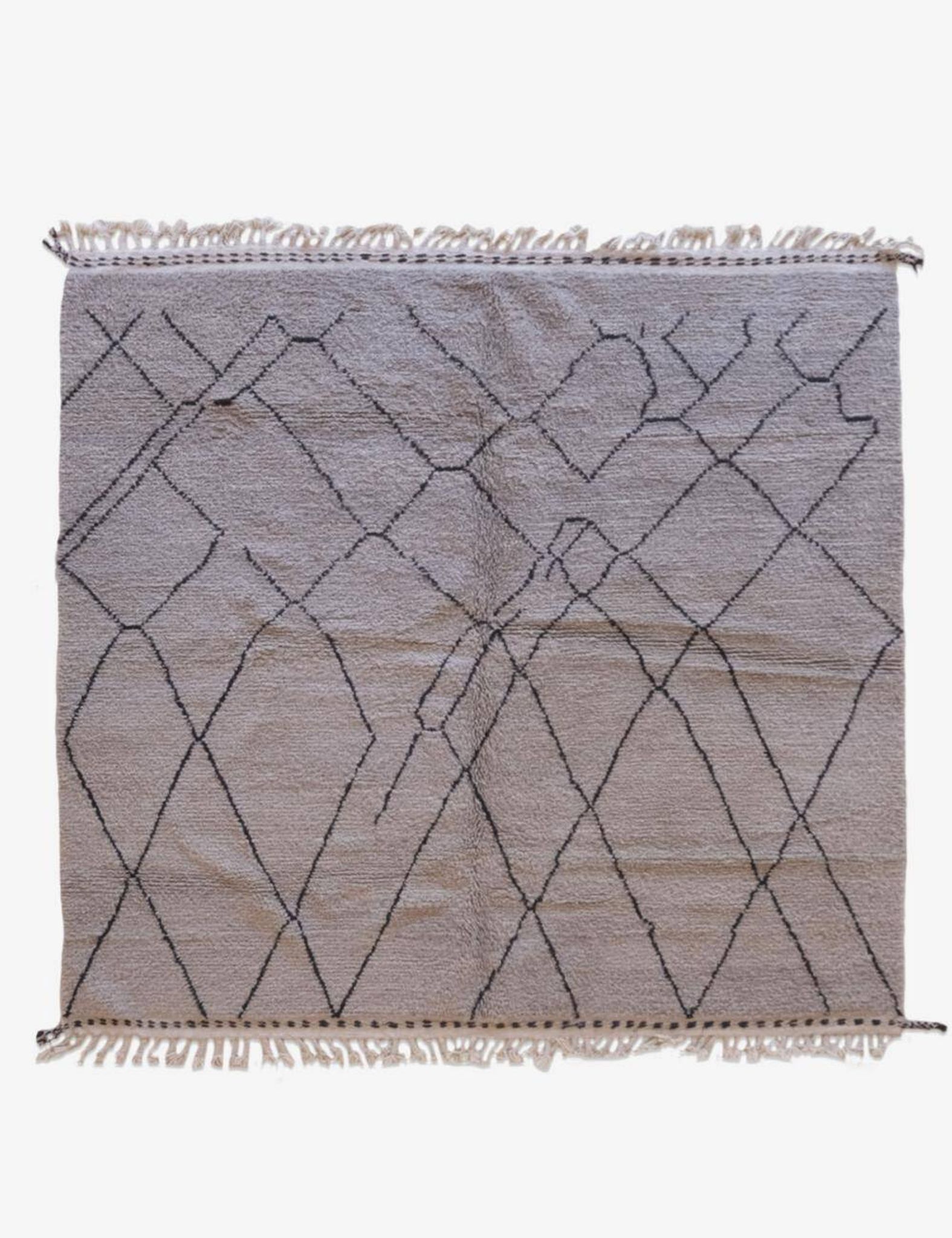 Tapis Beni Ouarain Gris et Noir - 281 x 274 cm