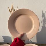 4 flat plates powder pink Digoin plain old