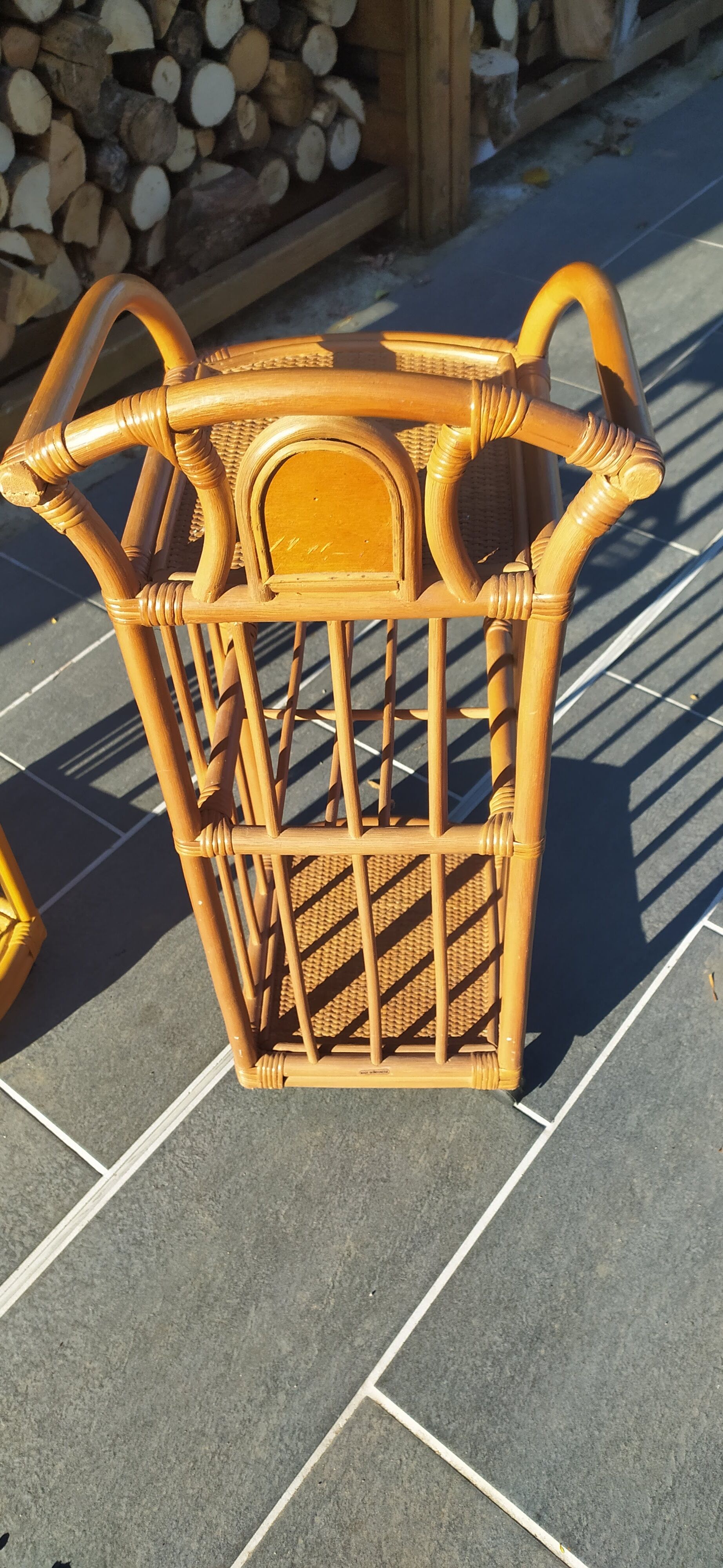 Pair of vintage bedsides in rattan and bamboo