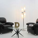 Sormani black leather vintage armchairs 1970s