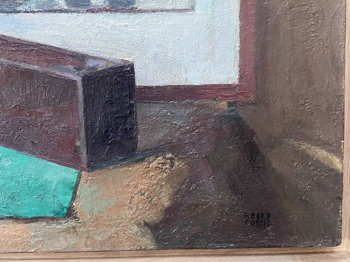 Roger Cortet (1910-1978) Still Life with White Sculpture Oil on Canvas Signed