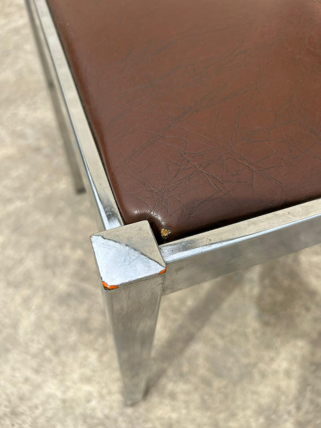 4 vintage leather/iron chairs