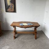 Table artisanale en orme massif, art populaire