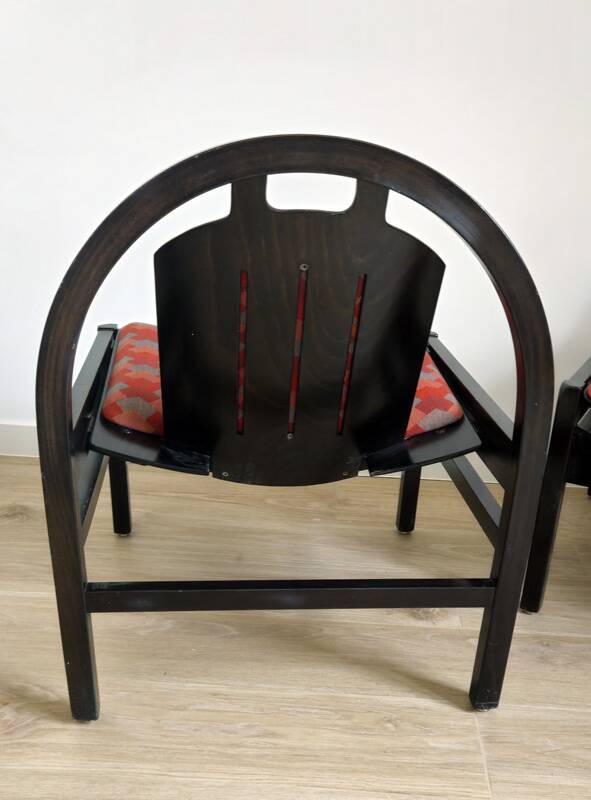 Vintage Argos armchair pair – Baumann – stained beech wood