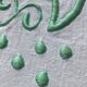 Drap 2 places brodé BB, pastilles, double jour échelle couleur vert clair