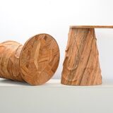 Pair of Leaf design rattan side tables