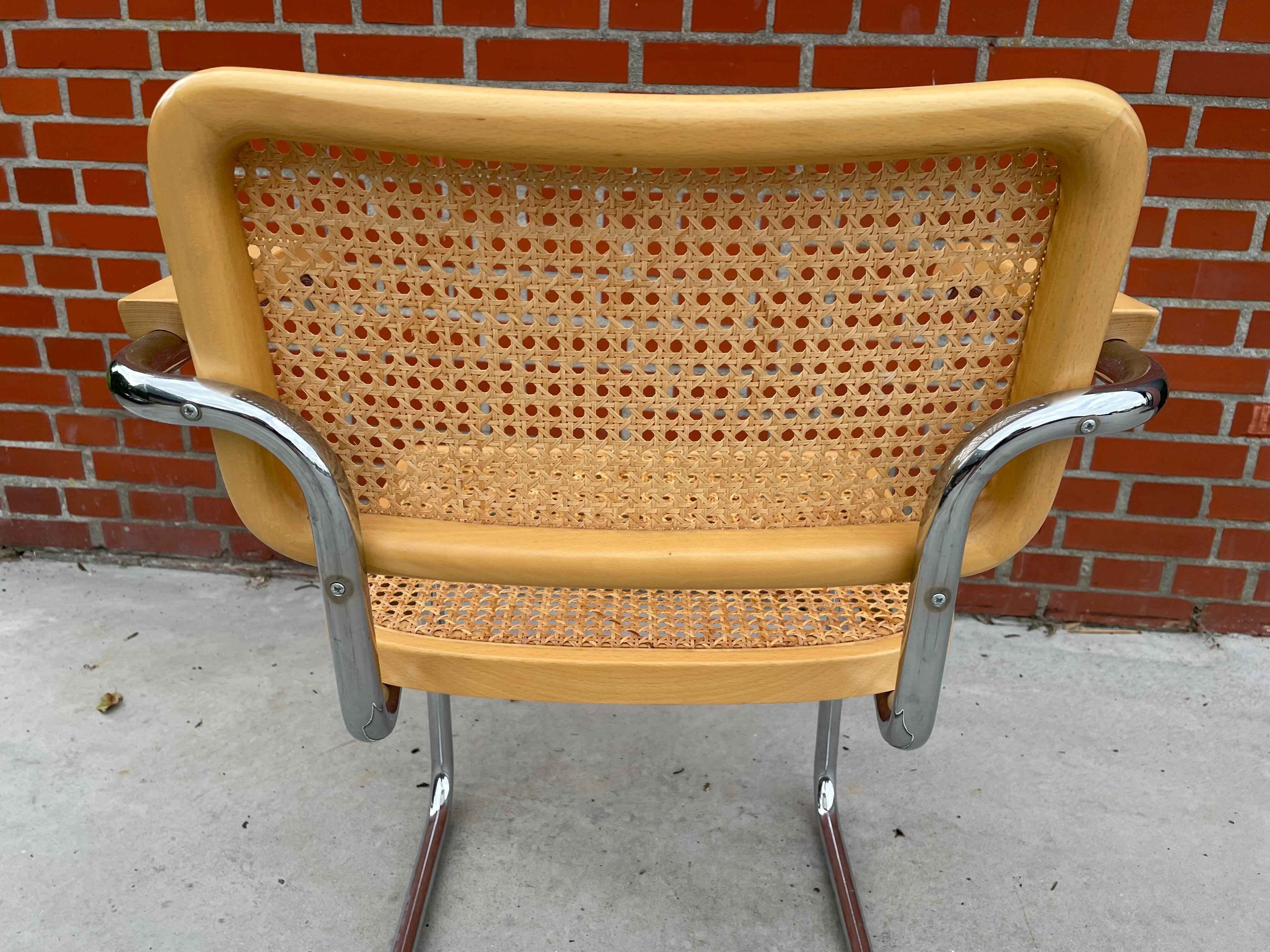 Chair Cesca model by Marcel Breuer with armrests B64