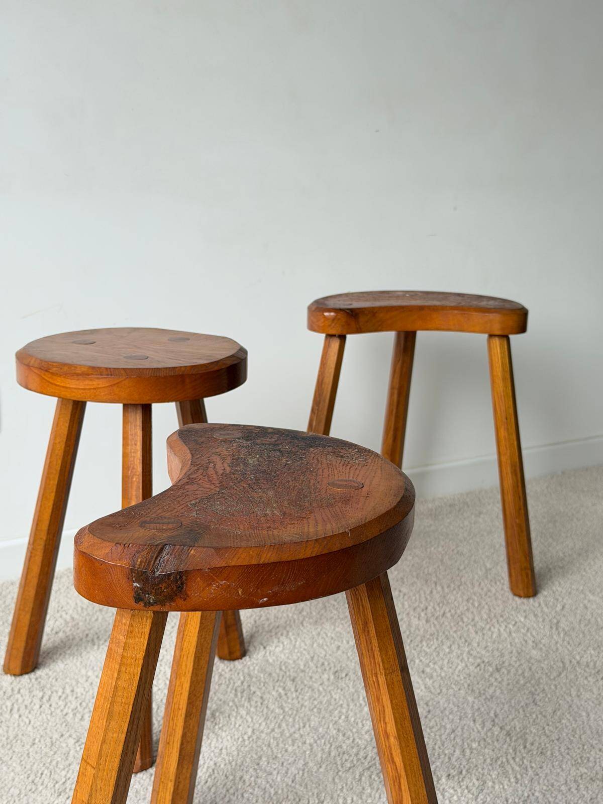 Vintage tripod stool trio