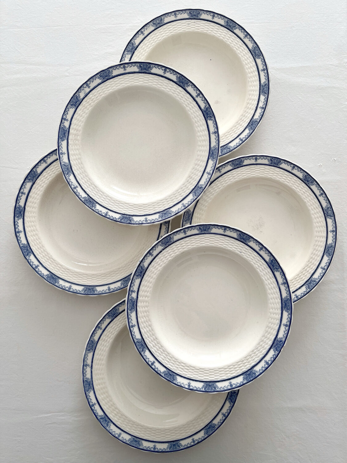 6 antique deep plates English ironstone Mintons Greenore