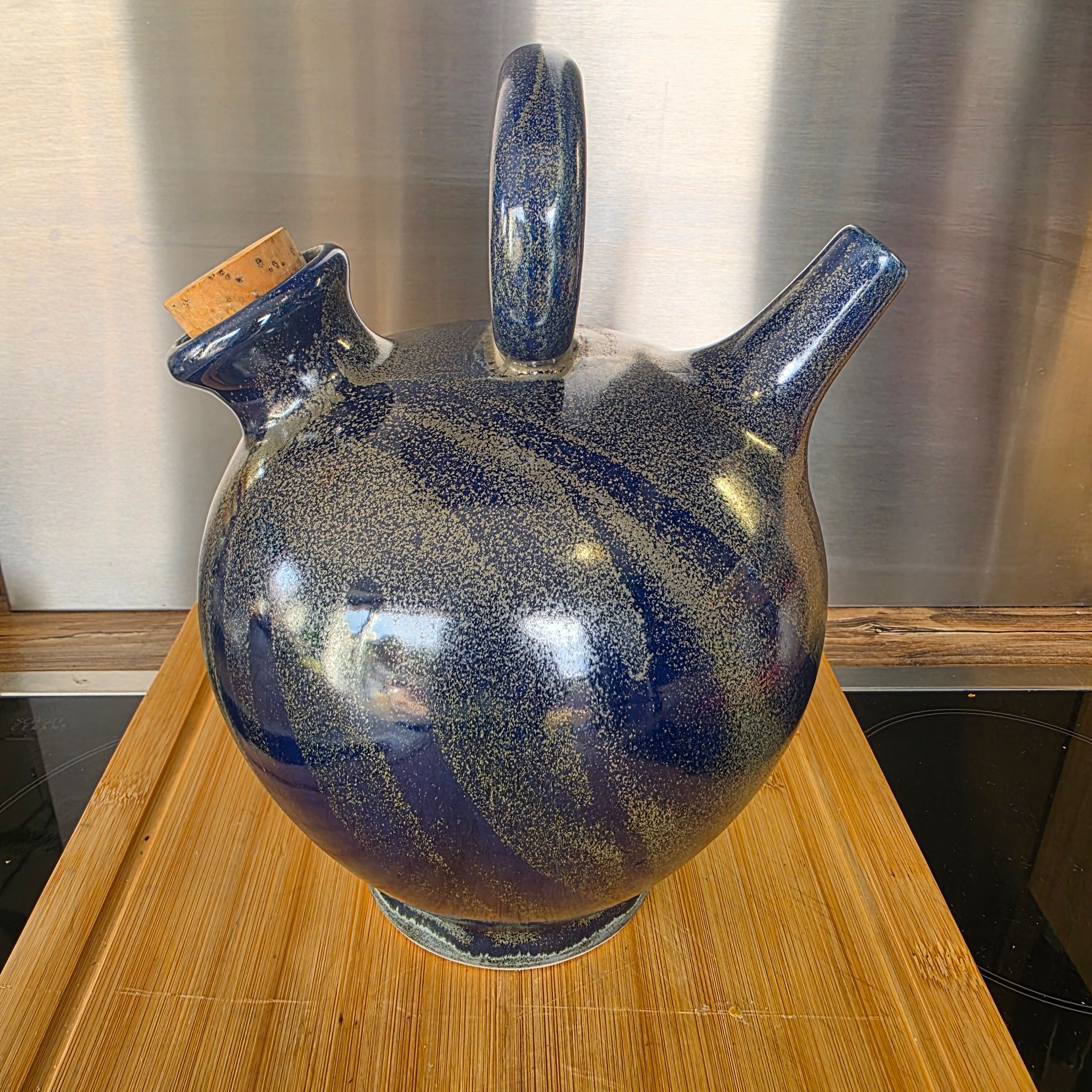 Chevrette Grès d'Art Rasteau Poet-Laval - Bleu Émaillé - 25cm