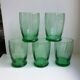 Set of 5 green art deco water glasses 30s-40s
