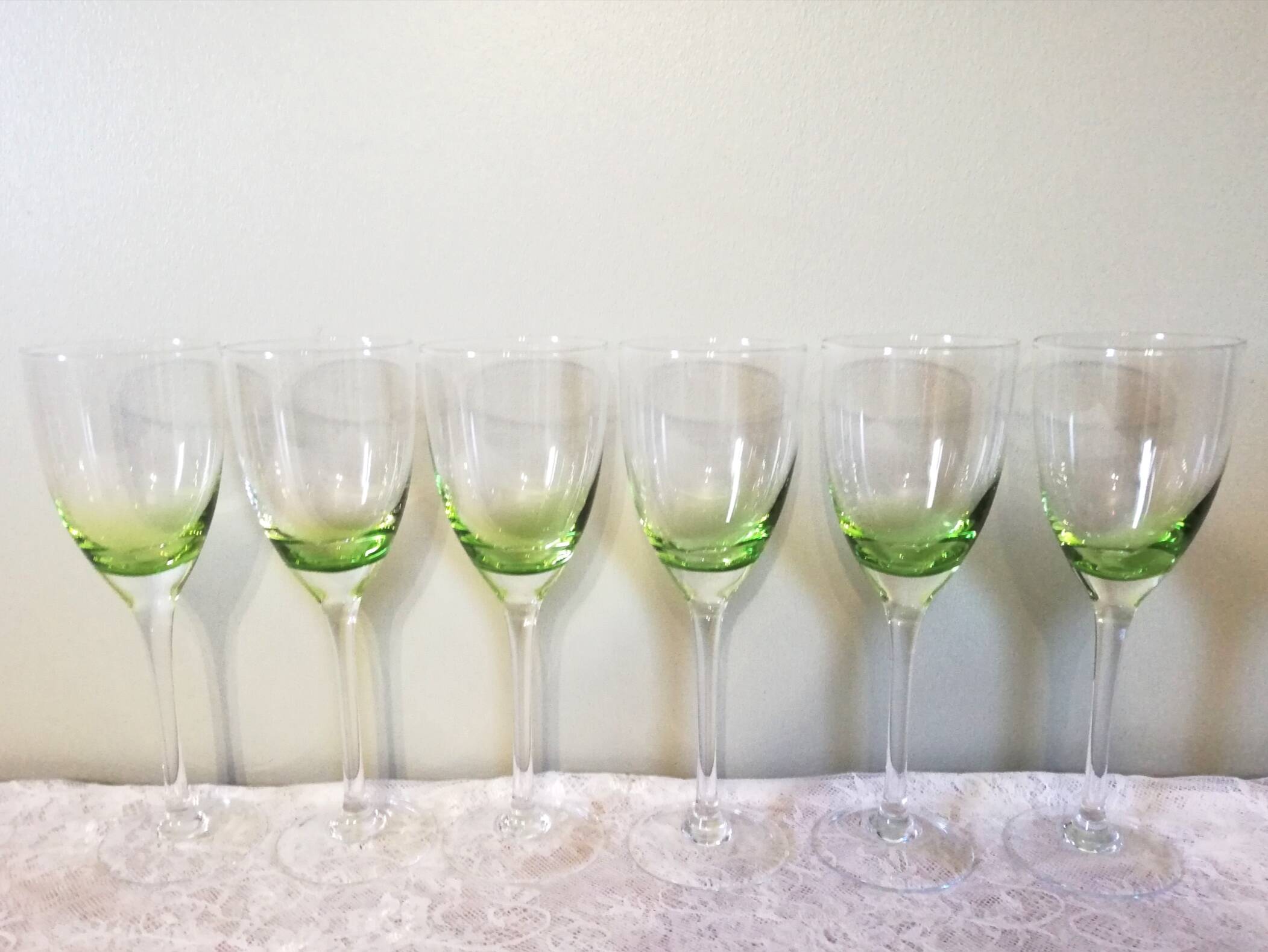 6 stemmed glasses
