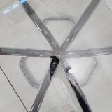 Table 70s, chrome and crystal metal, cobra design model by Giotto Stoppino.