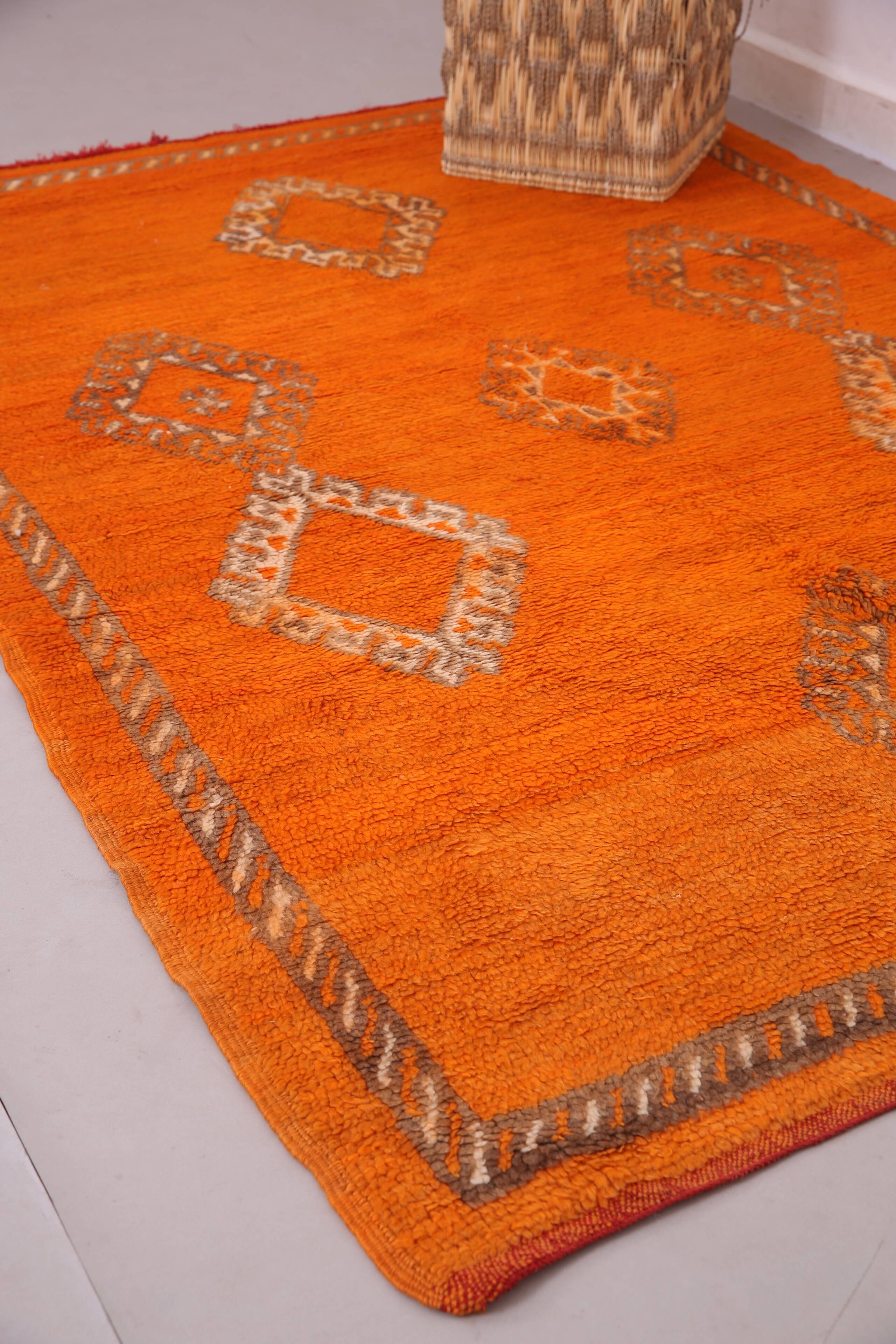 Orange Vintage Moroccan Rug 162 x 232 cm - Berber Wool Rug - Handmade Rug
