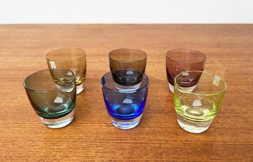 Coloured Space Age shot glasses by Gral, mid-century German, 1960s, set of 5.