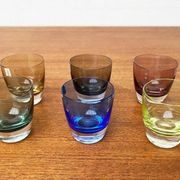 Coloured Space Age shot glasses by Gral, mid-century German, 1960s, set of 5.