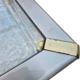 Hollywood Regency side table 1970 brushed metal and gold