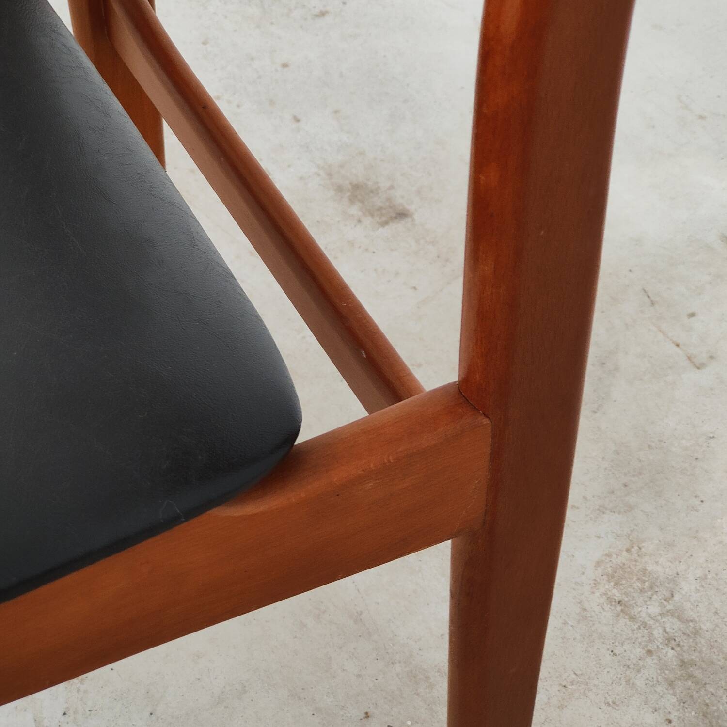 Pair of Scandinavian style leather and wood chairs 1970