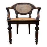 Napoleon III office chair in oak and cane